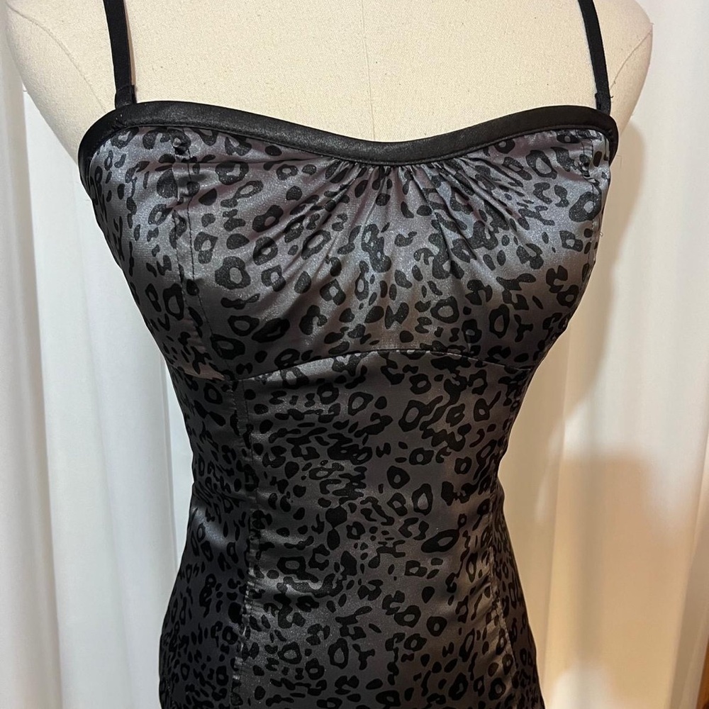 Sleek Black and Gray Animal Spaghetti Straps Top